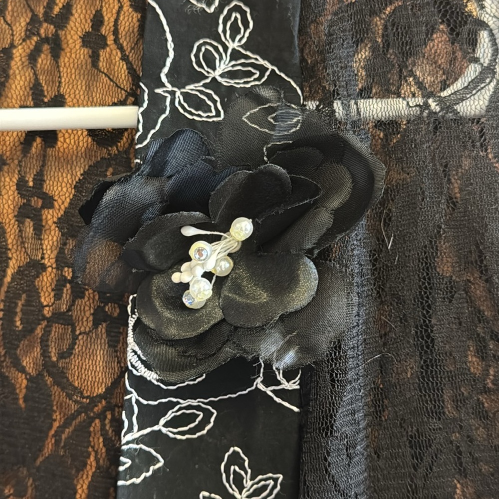 Lee Andersen Duster Lace Embellished Couture Designer Floral Piece Vintage XS - Picture 5 of 12